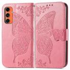 For Samsung Galaxy C55 Butterfly Love Flower Embossed Leather Phone Case(Pink) - 1