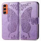 For Samsung Galaxy C55 Butterfly Love Flower Embossed Leather Phone Case(Lavender) - 1