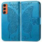 For Samsung Galaxy C55 Butterfly Love Flower Embossed Leather Phone Case(Blue) - 1