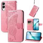 For Samsung Galaxy S25 Edge 5G Butterfly Love Flower Embossed Leather Phone Case(Pink) - 1
