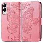 For Samsung Galaxy S25 Edge 5G Butterfly Love Flower Embossed Leather Phone Case(Pink) - 2