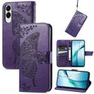 For Samsung Galaxy S25 Edge 5G Butterfly Love Flower Embossed Leather Phone Case(Purple) - 1