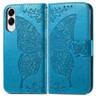 For Samsung Galaxy S25 Edge 5G Butterfly Love Flower Embossed Leather Phone Case(Blue) - 2