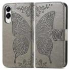 For Samsung Galaxy S25 Edge 5G Butterfly Love Flower Embossed Leather Phone Case(Gray) - 2