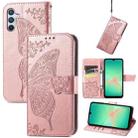 For Samsung Galaxy A26 Butterfly Love Flower Embossed Leather Phone Case(Rose Gold) - 1