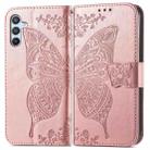 For Samsung Galaxy A26 Butterfly Love Flower Embossed Leather Phone Case(Rose Gold) - 2