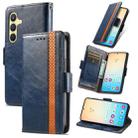 For Samsung Galaxy S24 5G CaseNeo Splicing Dual Magnetic Buckle Leather Phone Case(Blue) - 1