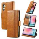 For Samsung Galaxy A25 5G CaseNeo Splicing Dual Magnetic Buckle Leather Phone Case(Khaki) - 1