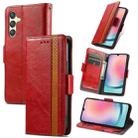 For Samsung Galaxy A24 4G CaseNeo Splicing Dual Magnetic Buckle Leather Phone Case(Red) - 1