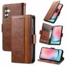 For Samsung Galaxy S23 FE 5G CaseNeo Splicing Dual Magnetic Buckle Leather Phone Case(Brown) - 1