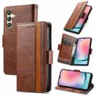 For Samsung Galaxy A05 CaseNeo Splicing Dual Magnetic Buckle Leather Phone Case(Brown) - 1