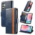 For Samsung Galaxy A15 CaseNeo Splicing Dual Magnetic Buckle Leather Phone Case(Blue) - 1