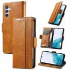 For Samsung Galaxy A36 5G CaseNeo Splicing Dual Magnetic Buckle Leather Phone Case(Khaki) - 1