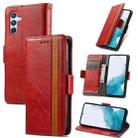 For Samsung Galaxy A36 5G CaseNeo Splicing Dual Magnetic Buckle Leather Phone Case(Red) - 1