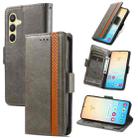 For Samsung Galaxy S25 5G CaseNeo Splicing Dual Magnetic Buckle Leather Phone Case(Gray) - 1