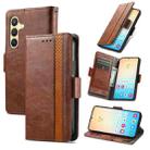 For Samsung Galaxy S25+ 5G CaseNeo Splicing Dual Magnetic Buckle Leather Phone Case(Brown) - 1