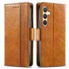 For Samsung Galaxy S25+ 5G CaseNeo Splicing Dual Magnetic Buckle Leather Phone Case(Khaki) - 2