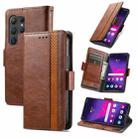 For Samsung Galaxy S25 Ultra 5G CaseNeo Splicing Dual Magnetic Buckle Leather Phone Case(Brown) - 1