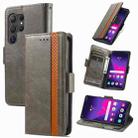 For Samsung Galaxy S25 Ultra 5G CaseNeo Splicing Dual Magnetic Buckle Leather Phone Case(Gray) - 1
