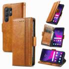 For Samsung Galaxy S25 Ultra 5G CaseNeo Splicing Dual Magnetic Buckle Leather Phone Case(Khaki) - 1