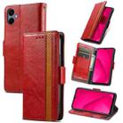 For Samsung Galaxy A06 4G CaseNeo Splicing Dual Magnetic Buckle Leather Phone Case(Red) - 1