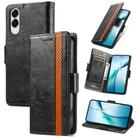 For Samsung Galaxy S25 Edge 5G CaseNeo Splicing Dual Magnetic Buckle Leather Phone Case(Black) - 1