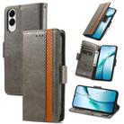 For Samsung Galaxy S25 Edge 5G CaseNeo Splicing Dual Magnetic Buckle Leather Phone Case(Gray) - 1