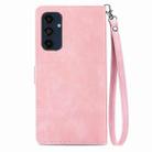 For Samsung Galaxy M55 Embossed Flower Zipper Leather Phone Case(Pink) - 3