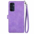 For Samsung Galaxy M55 Embossed Flower Zipper Leather Phone Case(Purple) - 3