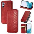 For Samsung Galaxy A36 5G Cubic Grid Pressed Magnetic Leather Phone Case(Red) - 1