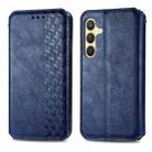 For Samsung Galaxy S25 5G Cubic Grid Pressed Magnetic Leather Phone Case(Blue) - 2