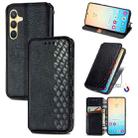 For Samsung Galaxy S25 5G Cubic Grid Pressed Magnetic Leather Phone Case(Black) - 1