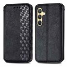 For Samsung Galaxy S25 5G Cubic Grid Pressed Magnetic Leather Phone Case(Black) - 2