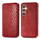 For Samsung Galaxy S25 5G Cubic Grid Pressed Magnetic Leather Phone Case(Red) - 2