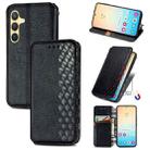 For Samsung Galaxy S25+ 5G Cubic Grid Pressed Magnetic Leather Phone Case(Black) - 1