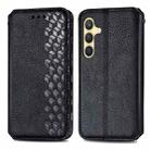 For Samsung Galaxy S25+ 5G Cubic Grid Pressed Magnetic Leather Phone Case(Black) - 2