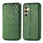 For Samsung Galaxy S25+ 5G Cubic Grid Pressed Magnetic Leather Phone Case(Green) - 2