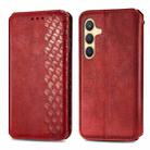 For Samsung Galaxy S25+ 5G Cubic Grid Pressed Magnetic Leather Phone Case(Red) - 2