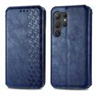 For Samsung Galaxy S25 Ultra 5G Cubic Grid Pressed Magnetic Leather Phone Case(Blue) - 2