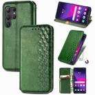 For Samsung Galaxy S25 Ultra 5G Cubic Grid Pressed Magnetic Leather Phone Case(Green) - 1