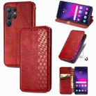 For Samsung Galaxy S25 Ultra 5G Cubic Grid Pressed Magnetic Leather Phone Case(Red) - 1