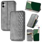 For Samsung Galaxy A25 5G Cubic Grid Pressed Magnetic Leather Phone Case(Gray) - 1