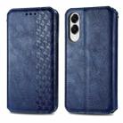 For Samsung Galaxy S25 Edge 5G Cubic Grid Pressed Magnetic Leather Phone Case(Blue) - 2