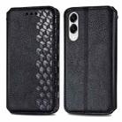 For Samsung Galaxy S25 Edge 5G Cubic Grid Pressed Magnetic Leather Phone Case(Black) - 2