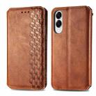 For Samsung Galaxy S25 Edge 5G Cubic Grid Pressed Magnetic Leather Phone Case(Brown) - 2