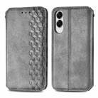 For Samsung Galaxy S25 Edge 5G Cubic Grid Pressed Magnetic Leather Phone Case(Gray) - 2