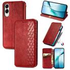 For Samsung Galaxy S25 Edge 5G Cubic Grid Pressed Magnetic Leather Phone Case(Red) - 1