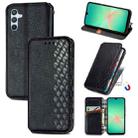 For Samsung Galaxy A26 5G Cubic Grid Pressed Magnetic Leather Phone Case(Black) - 1