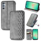 For Samsung Galaxy A26 5G Cubic Grid Pressed Magnetic Leather Phone Case(Gray) - 1