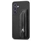 For Samsung Galaxy S24+ 5G Carbon Fiber Horizontal Flip Zipper Wallet Phone Case(Black) - 1